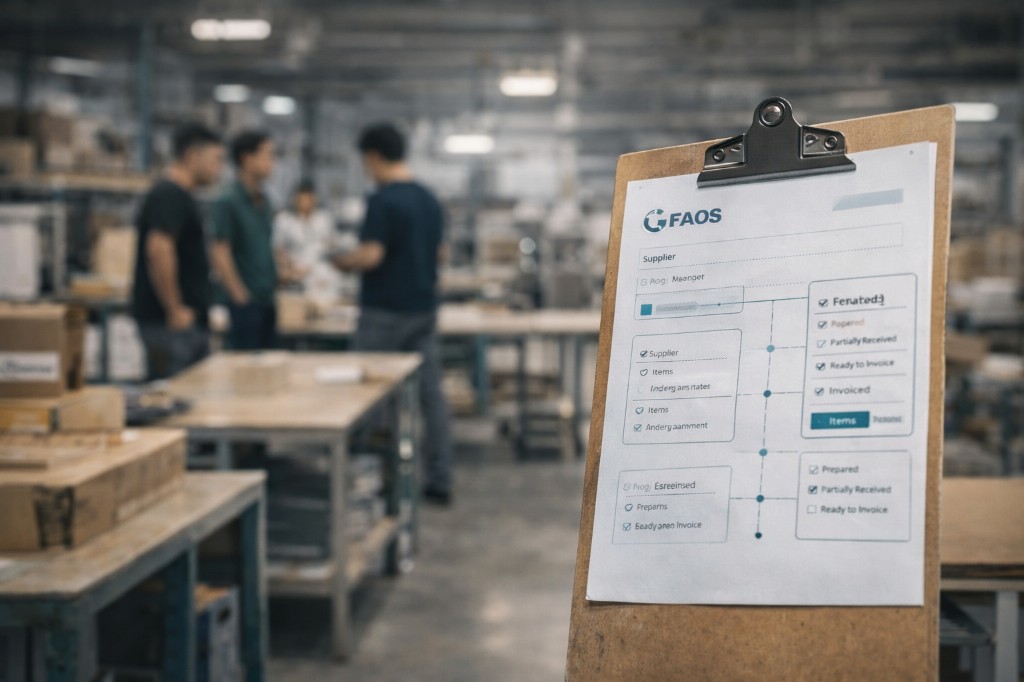 FAOS PO clipboard in factory