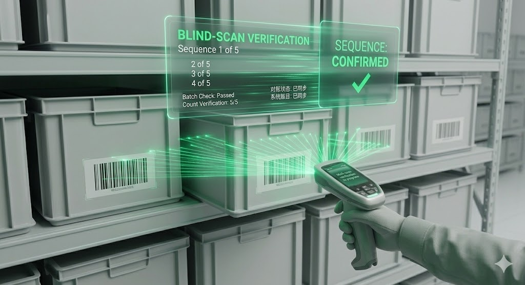 Blind-scan verification with sequence confirmed