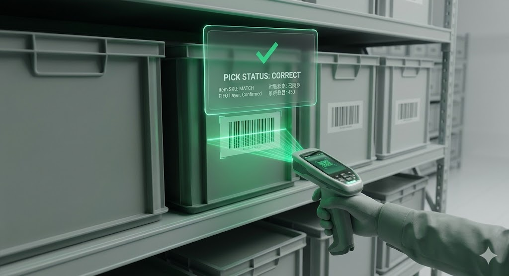 Pick status correct verification on handheld scan